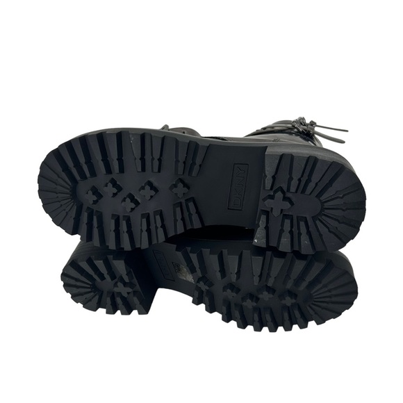 NWT DKNY Bart Combat Boots Size 7 Metallic Patent Gunmetal Mirror Finish in Box - Picture 8 of 9